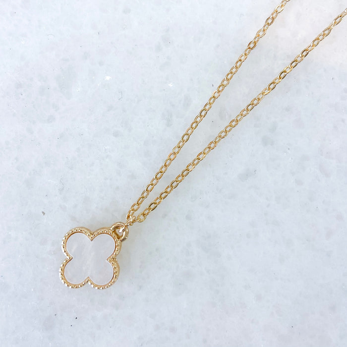 Small Clover Necklace - Pearlised White
