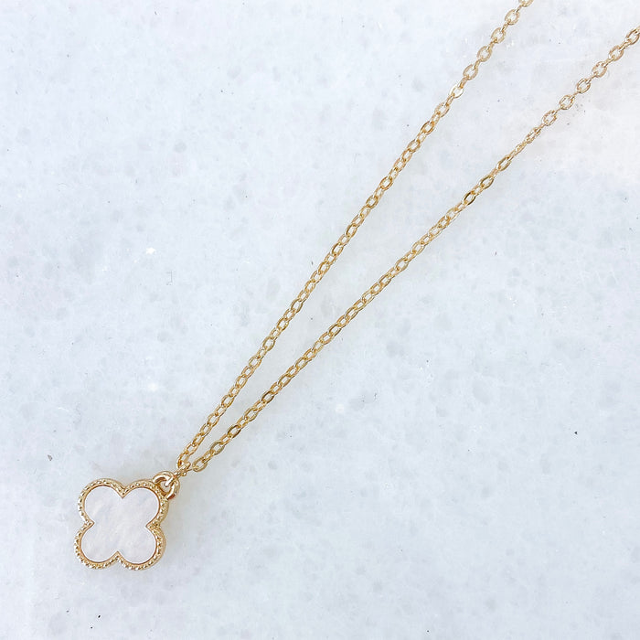 Small Clover Necklace - Pearlised White