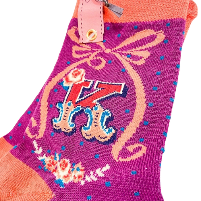 ‘K’ Alphabet Ankle Socks
