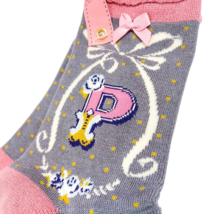 ‘P’ Alphabet Ankle Socks