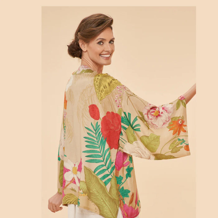 Kimono Jacket - Tropical Flora & Fauna (Coconut)