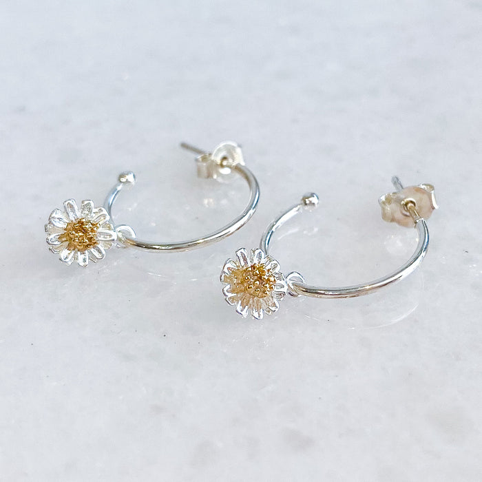 Wildflower Drop Hoop Earrings