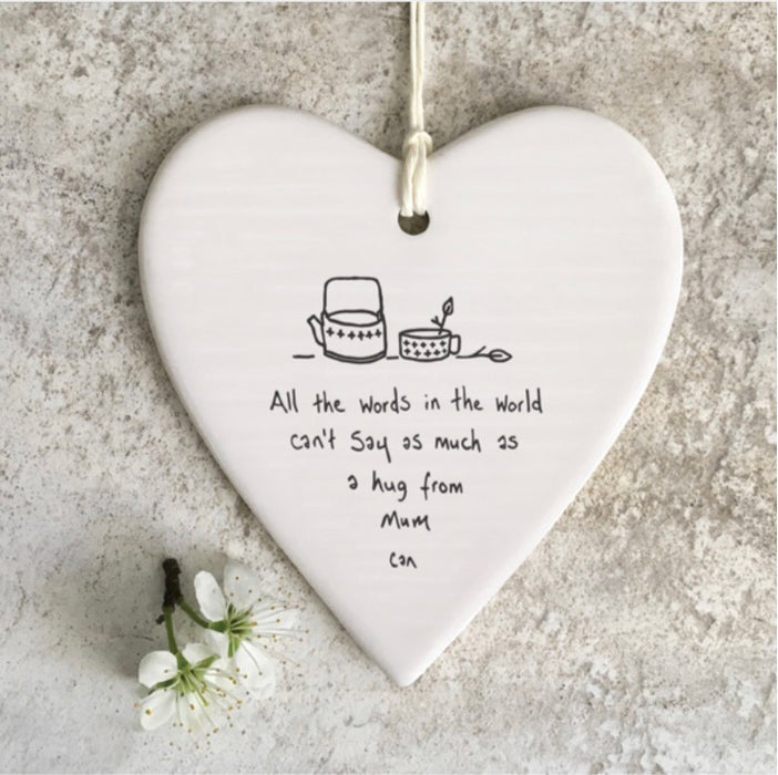 Porcelain Hanging Heart 'Mum'