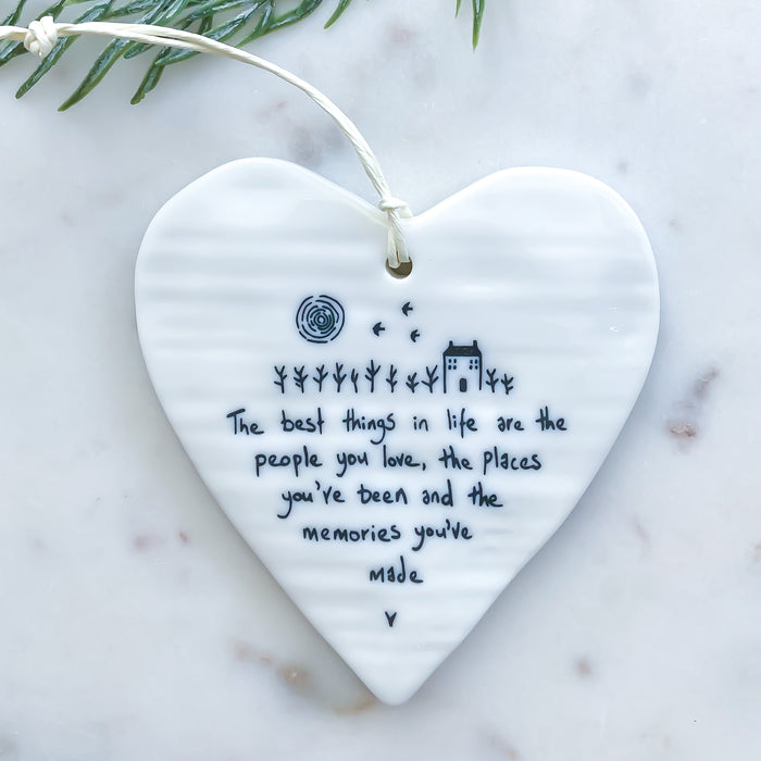Porcelain Hanging Heart 'the best things’