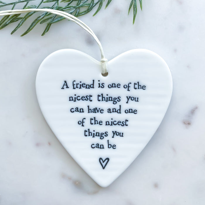 Porcelain Hanging Heart 'A friend'